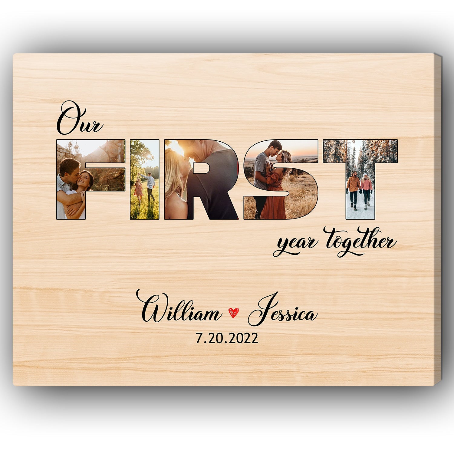 Our First Year Together Photo Collage Personalized Year Wedding Anniversary gift for Husband for Wife Custom Canvas MyMindfulGifts