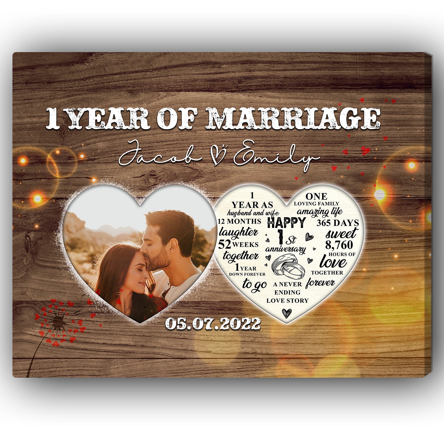 Personalized 1st Wedding Anniversary gift for Husband for Wife