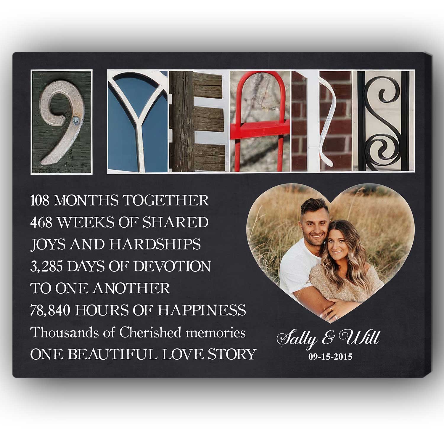 Years Personalized Year Anniversary gift For Husband or Wife Custom Canvas Print MyMindfulGifts