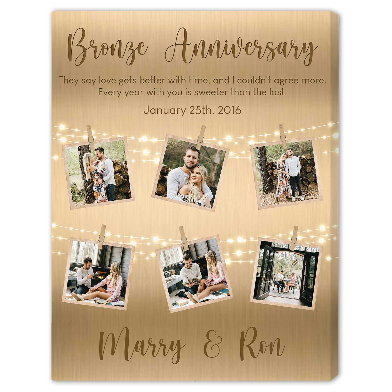 Bronze Anniversary Personalized Year Anniversary gift For Husband or Wife Custom Canvas Print MyMindfulGifts