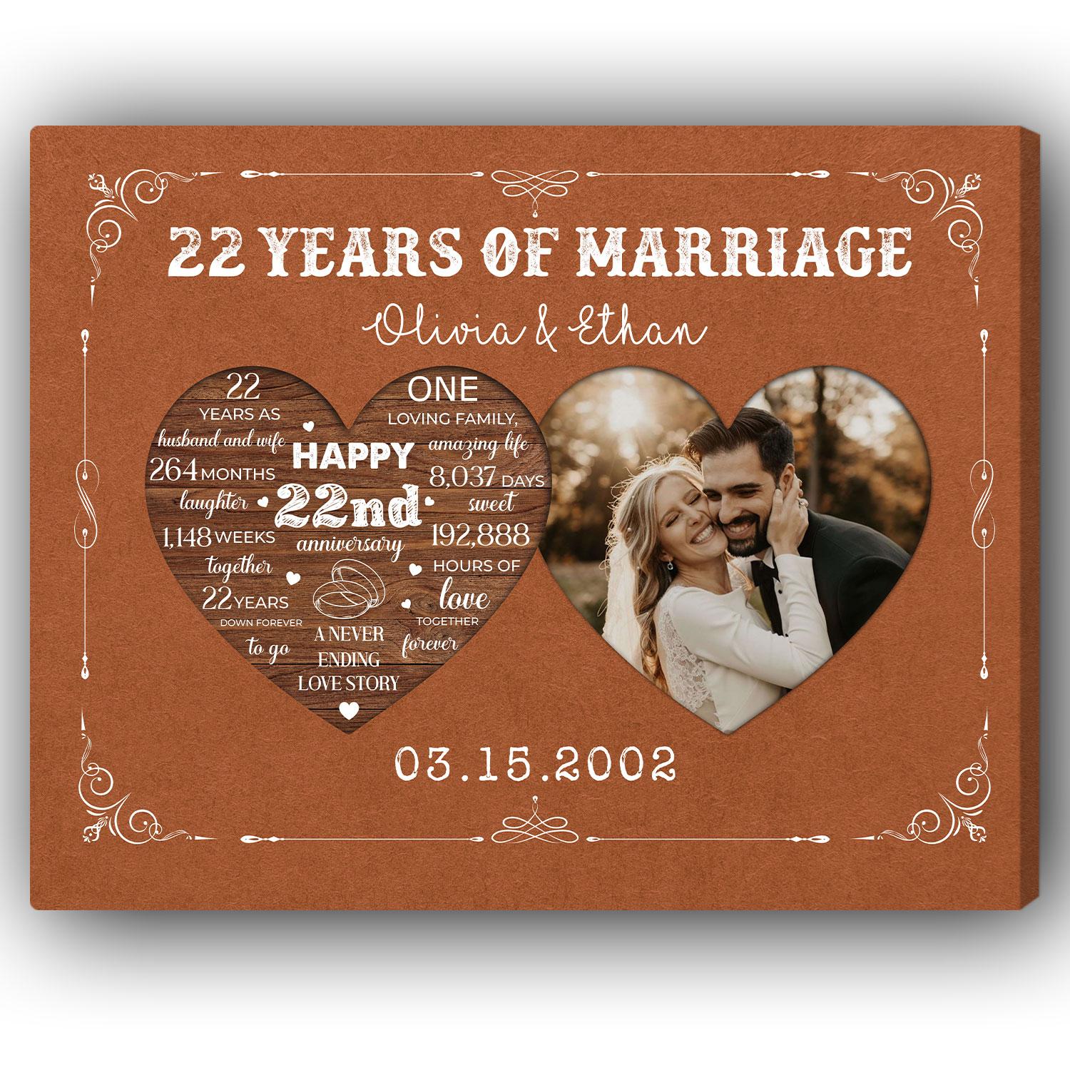22 Years Of Marriage - Personalized 22 Year Anniversary gift For