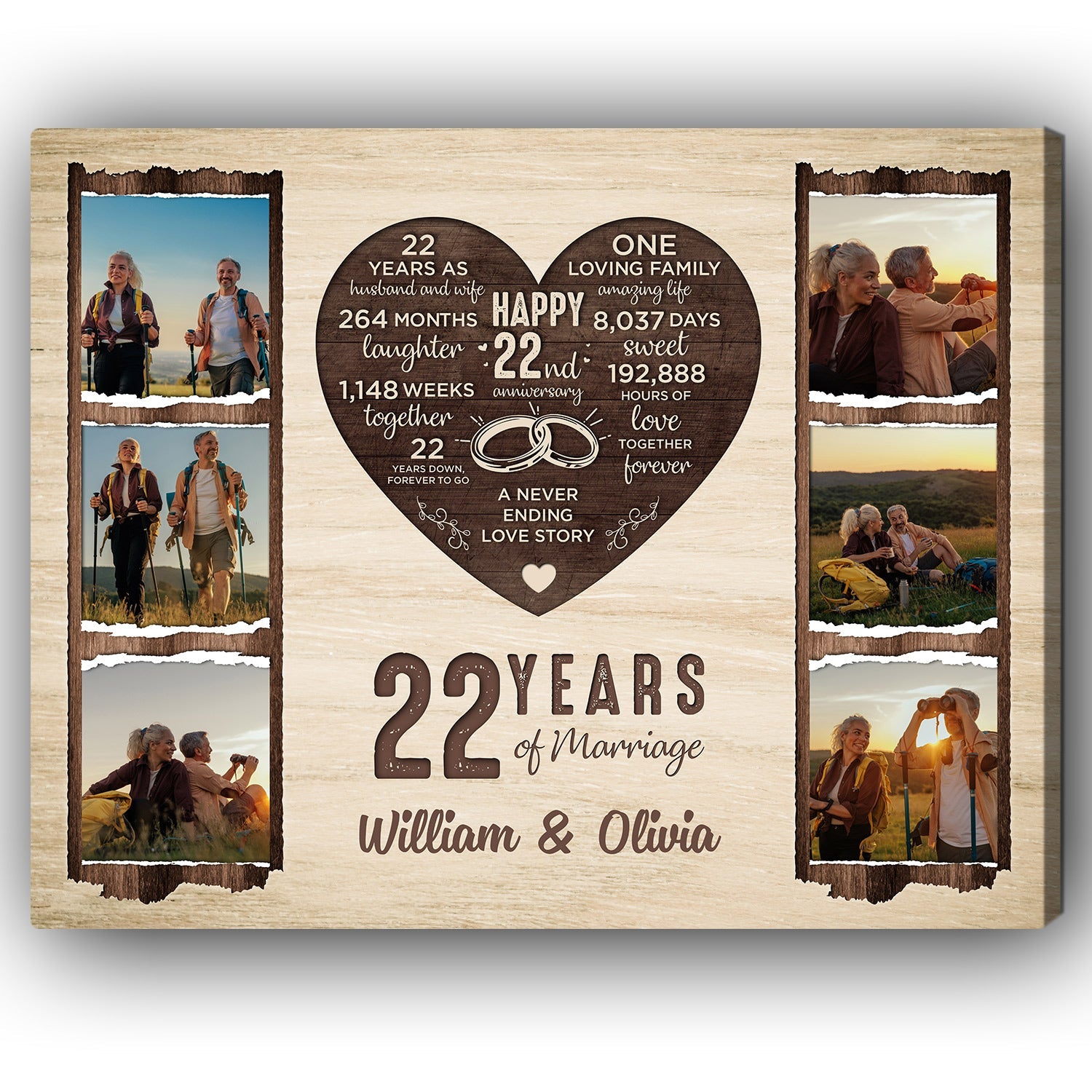22 Years Of Marriage - Personalized 22 Year Anniversary gift For