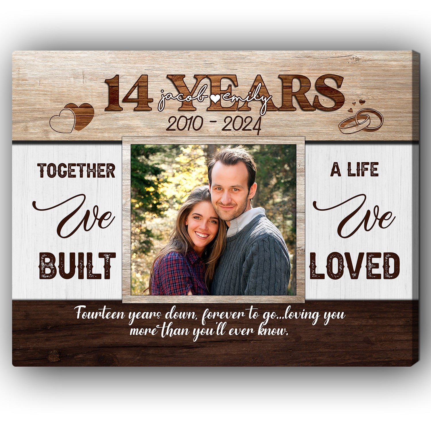 14 Years Personalized 14 Year Anniversary gift For Husband or Wife  Custom Canvas Print MyMindfulGifts