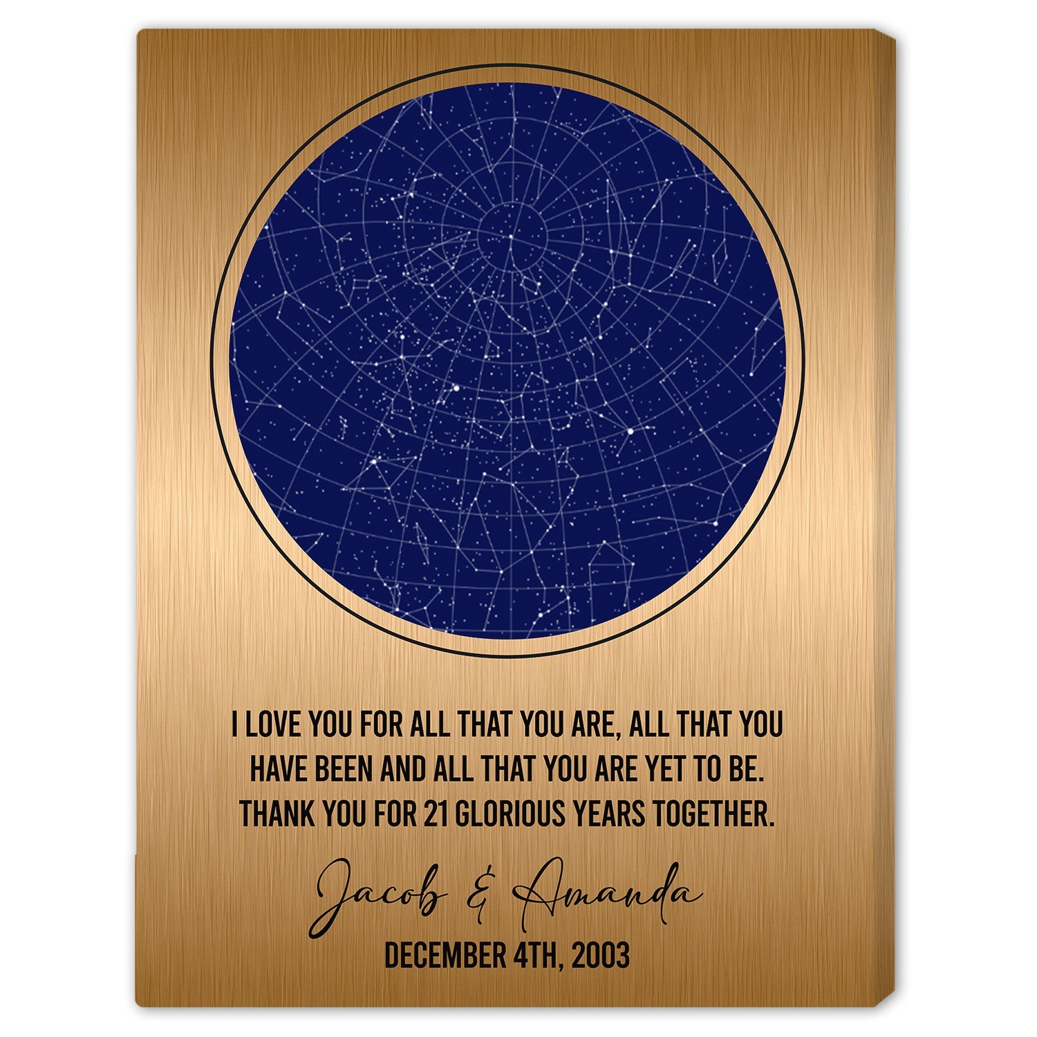 I Love You For All That You Are Star Map Personalized 21 Year Anniversary  gift For Husband or Wife Custom Canvas Print MyMindfulGifts