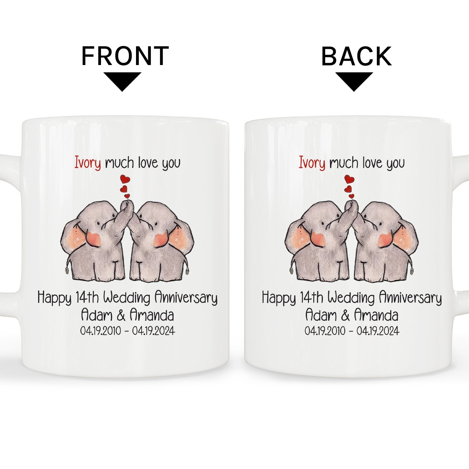 Ivory Much Love You Personalized 14 Year Anniversary gift For