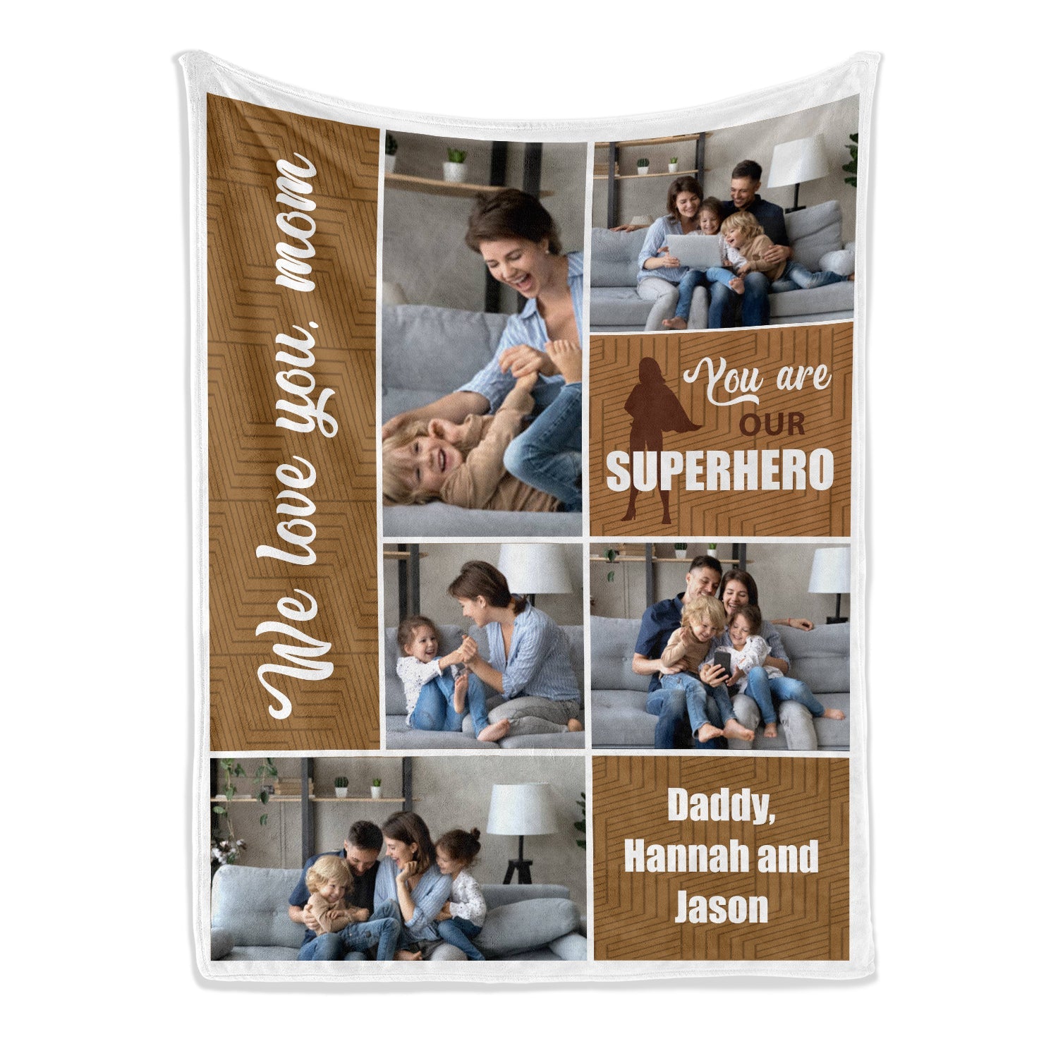 Mom Custom Photo Collage  Personalized Text Blanket