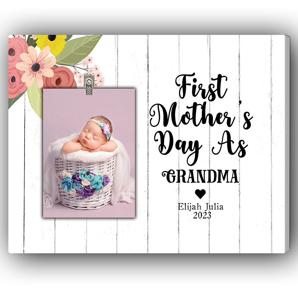 First Mother's day as grandma Personalized Mother's Day gift for New Mom  Custom Canvas Print MyMindfulGifts