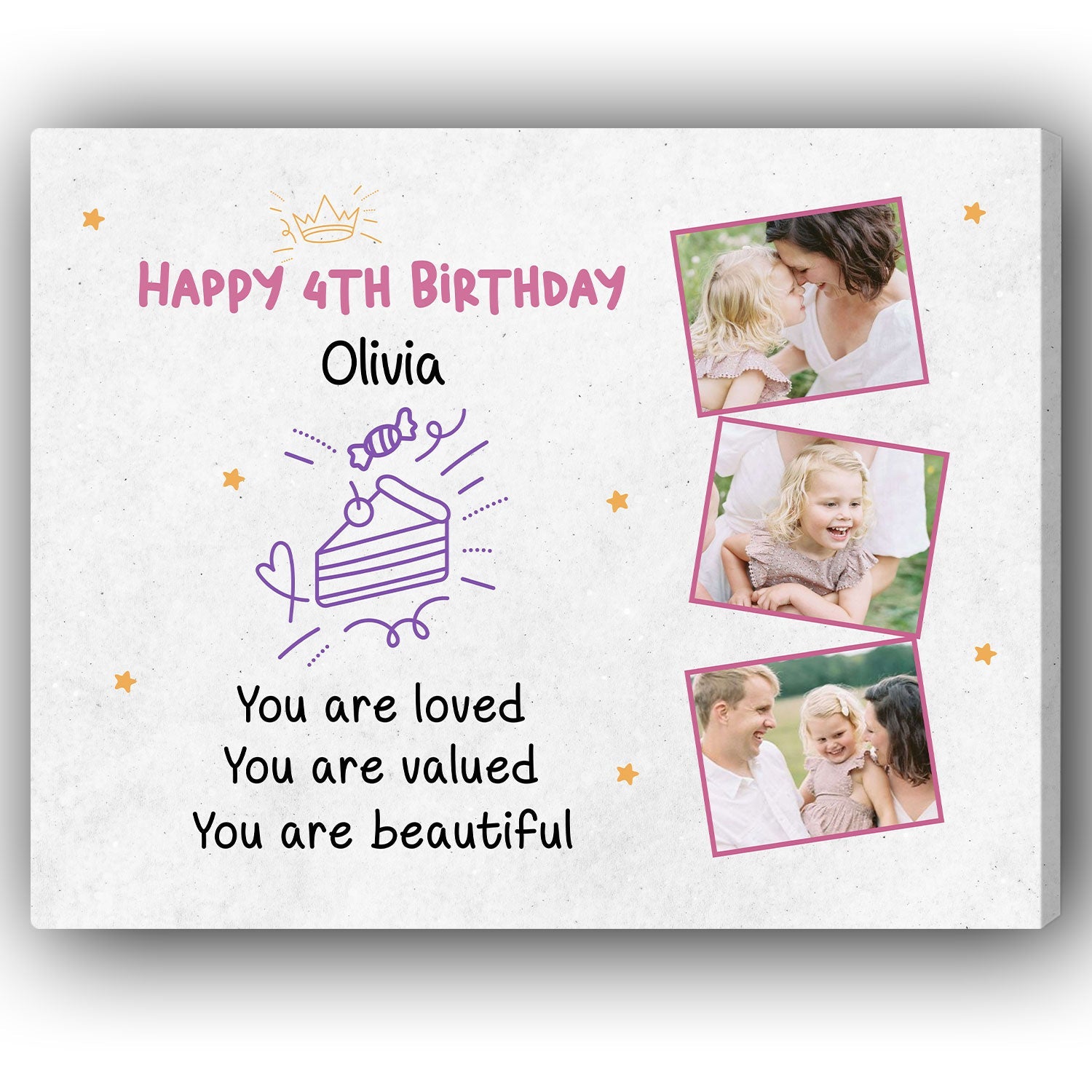 You Are Loved Personalized 4th Birthday gift For Year Old Custom  Canvas Print MyMindfulGifts