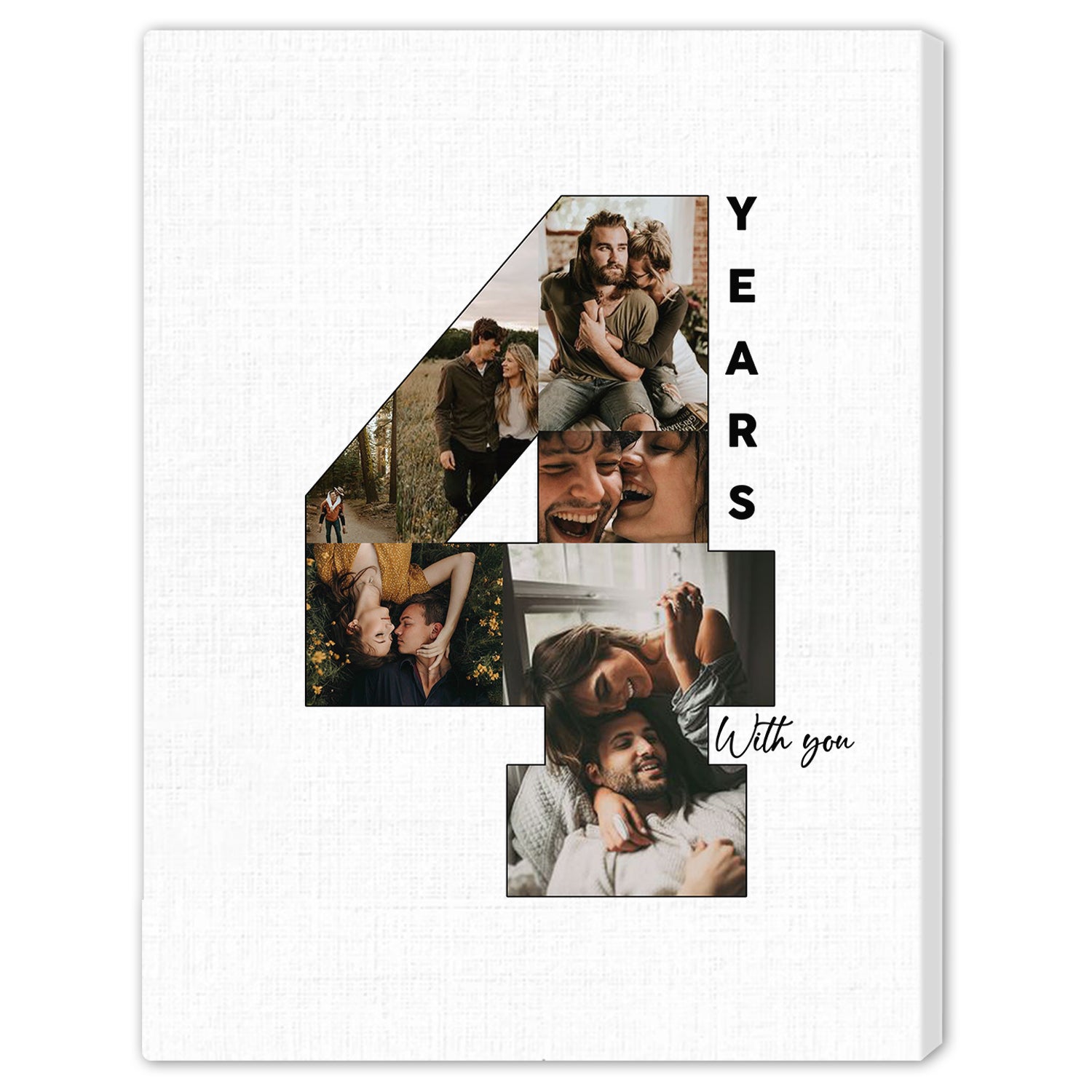 4th Year With You Photo Collage Personalized Year Wedding Anniversary  gift for Husband for Wife Custom Canvas MyMindfulGifts