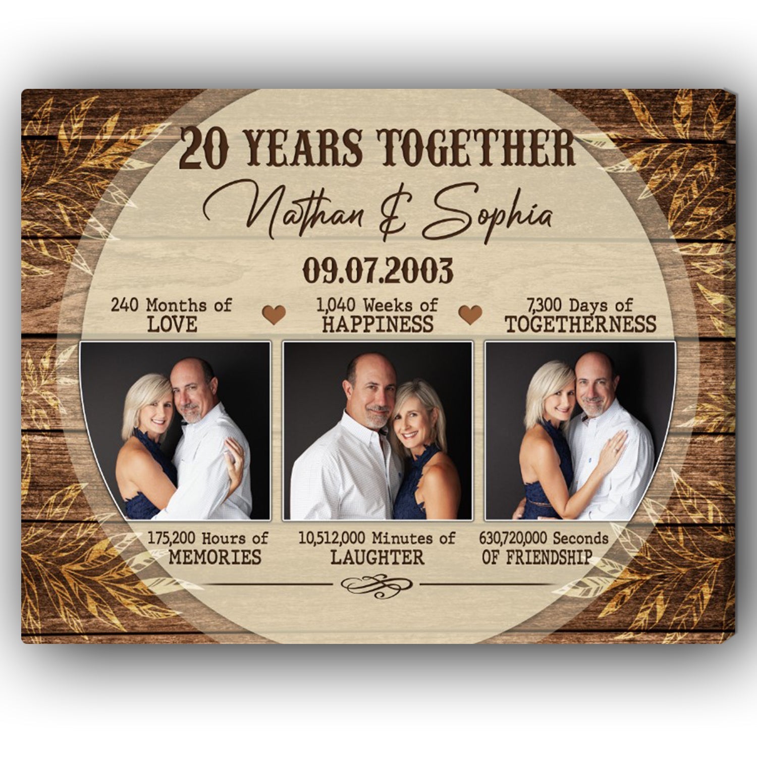 Personalized 20th Anniversary gift for him for her 20th Year