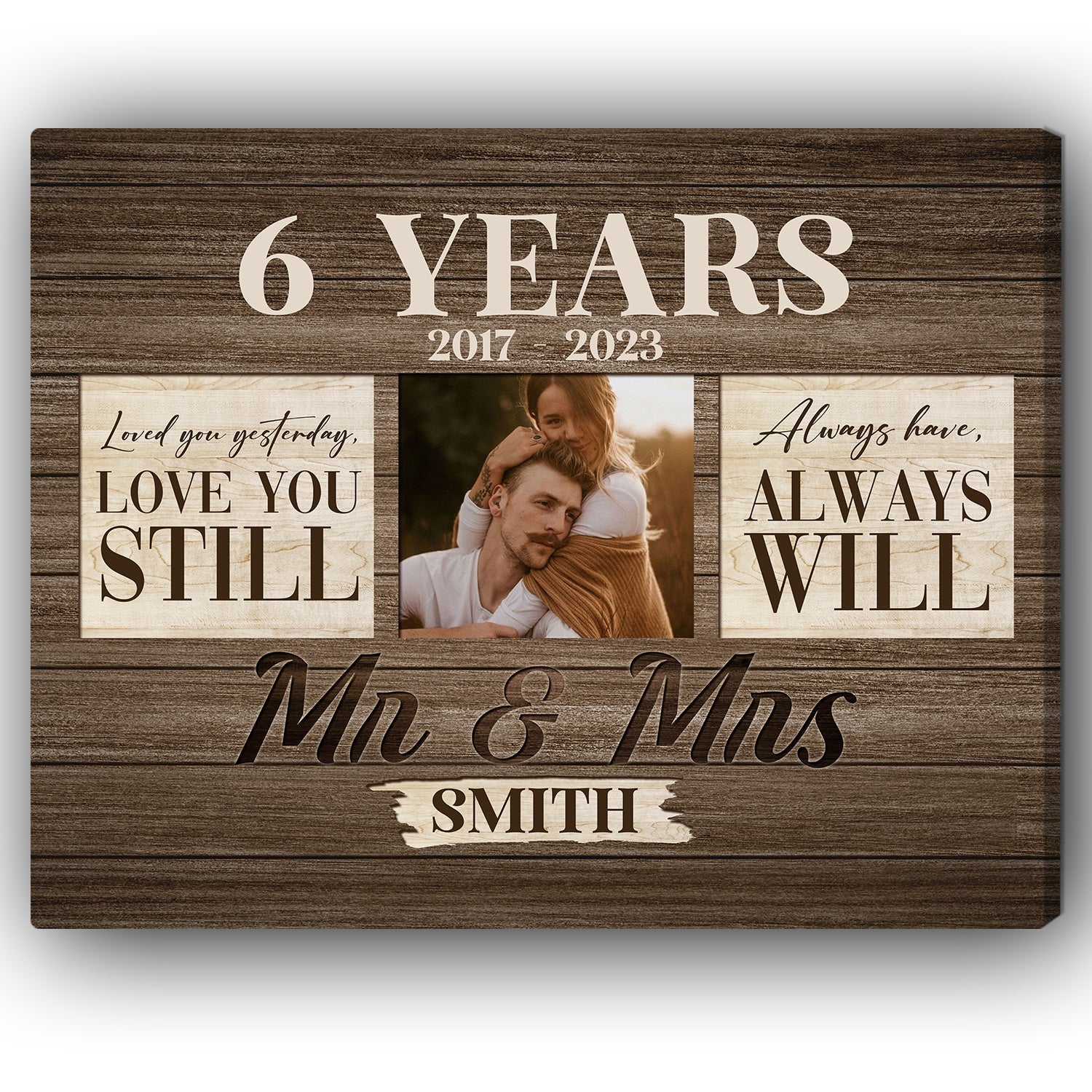 Six Year Personalized Year Anniversary gift for Husband or Wife Custom Canvas MyMindfulGifts