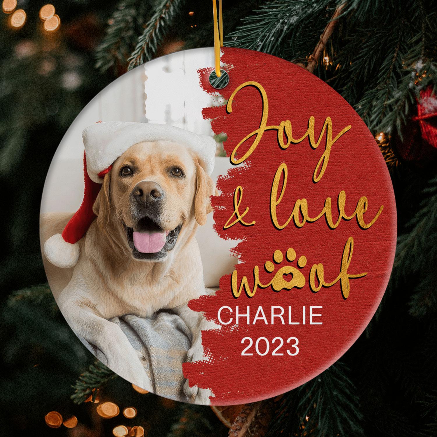Joy Love Woof Personalized Christmas gift for Dog Lovers