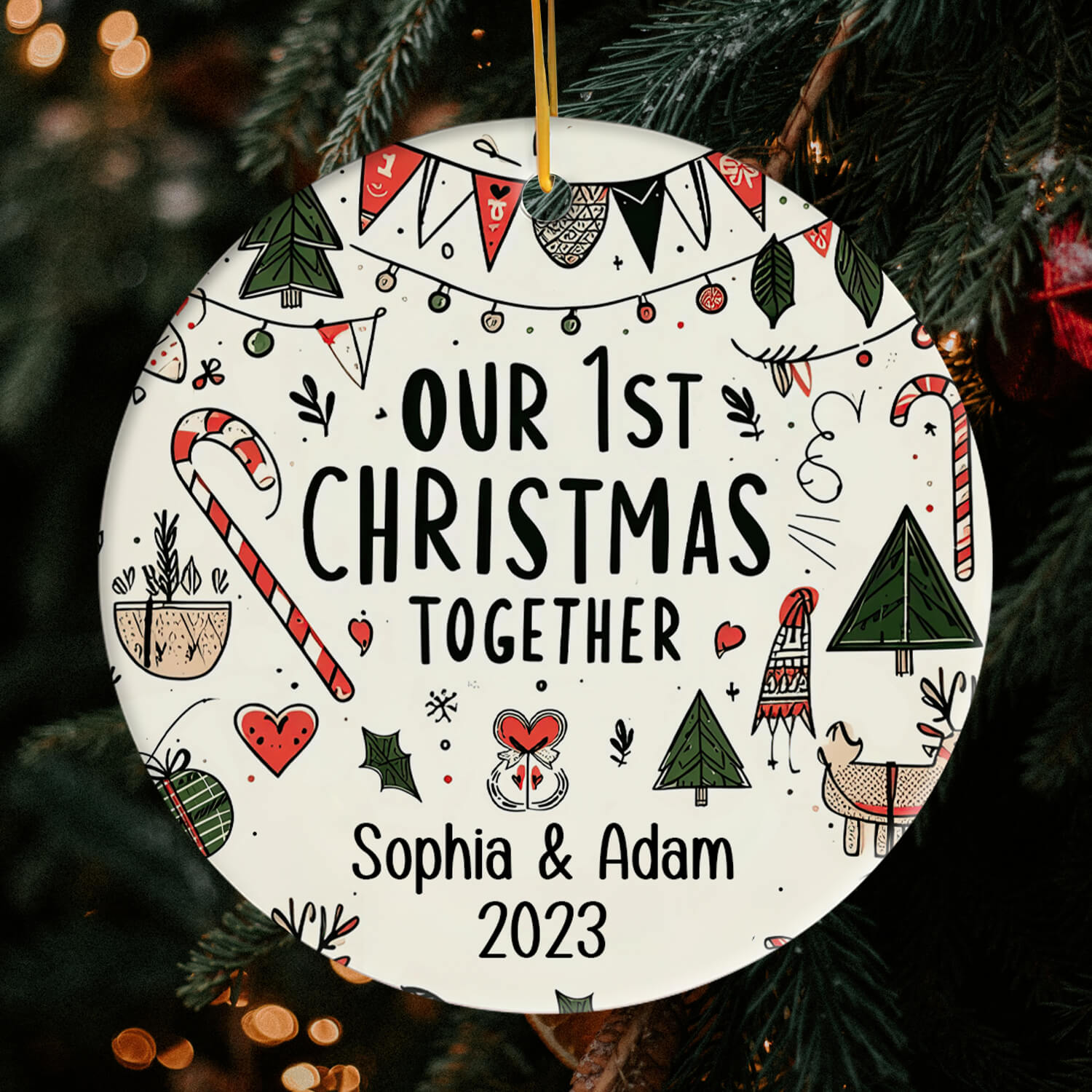 Couples First Christmas Ornament 2025 Our First Christmas Together  Personalized Christmas For Girlfriend, image size:1500x1500