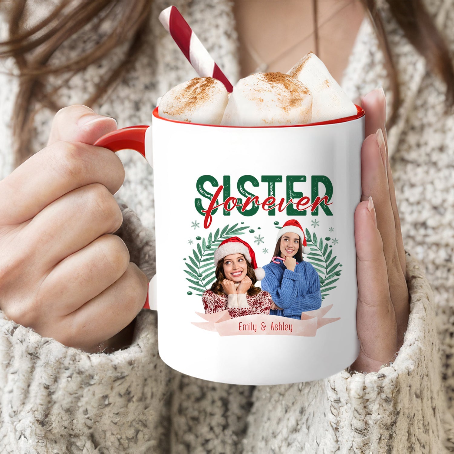 Being My Sister Is The Only Gift You Need - Personalized Christmas gift For Sister - Custom Accent Mug - MyMindfulGifts