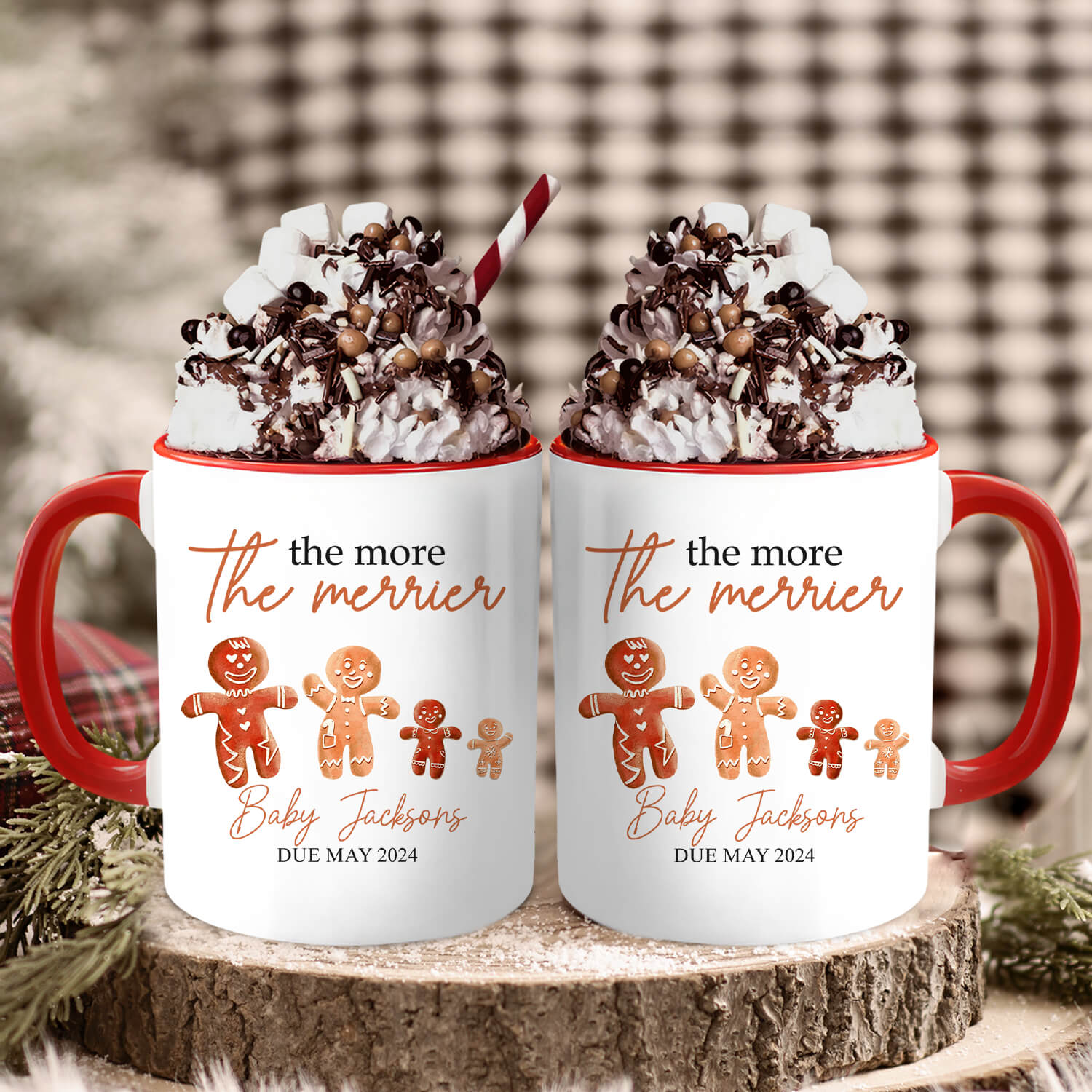 The More The Merrier - Personalized Christmas Pregnancy Announcement gift For Family - Custom Accent Mug - MyMindfulGifts