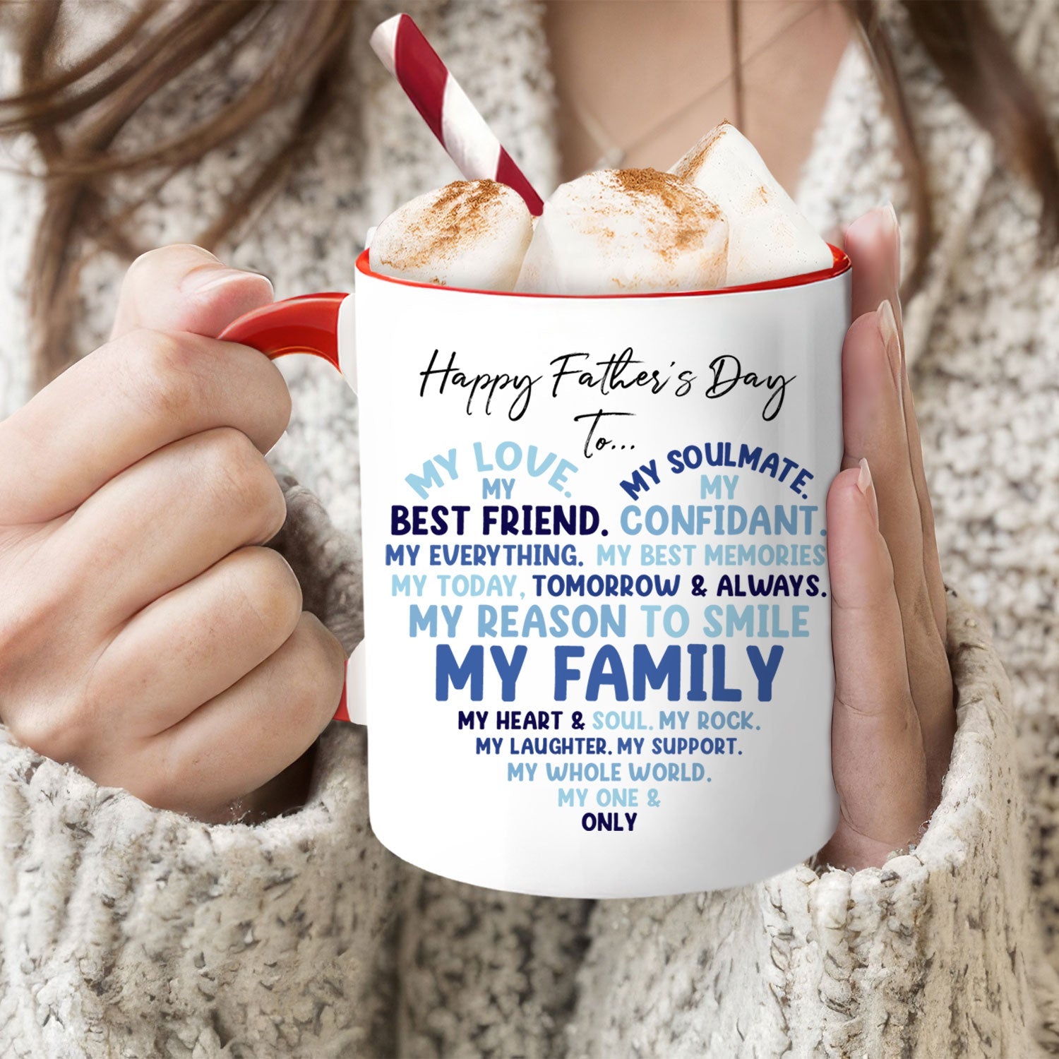 Happy Father's Day - Personalized Father's Day gift For Husband or Boyfriend - Custom Accent Mug - MyMindfulGifts