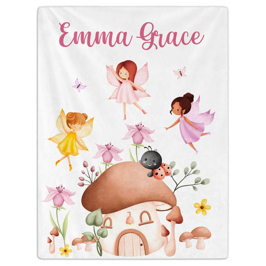 Fairy Garden Nursery Theme - Personalized  gift For Baby - Custom Baby Blanket - MyMindfulGifts