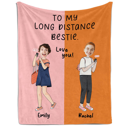 To My Long Distance Bestie - Personalized Galetine's Day, Birthday or Christmas gift For Long Distance Friend - Custom Blanket - MyMindfulGifts