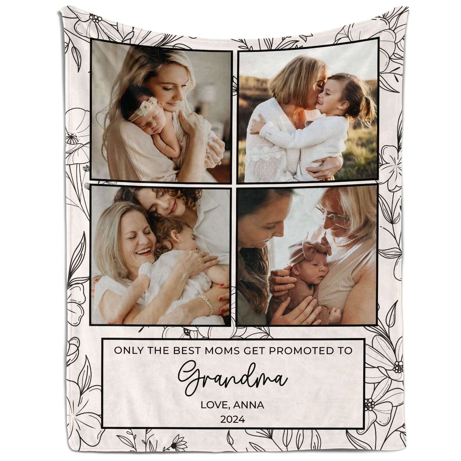 Only The Best Mom Get Promoted To Grandma - Personalized Mother's Day, Birthday, Pregnancy Annoucement, Valentine's Day or Christmas gift For Grandma - Custom Blanket - MyMindfulGifts