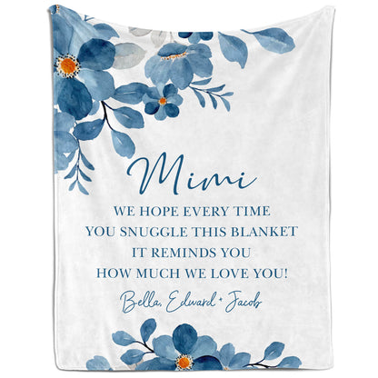 Hope Everytime You Snuggle In This Blanket - Personalized Mother's Day, Birthday, Valentine's Day or Christmas gift For Grandma - Custom Blanket - MyMindfulGifts