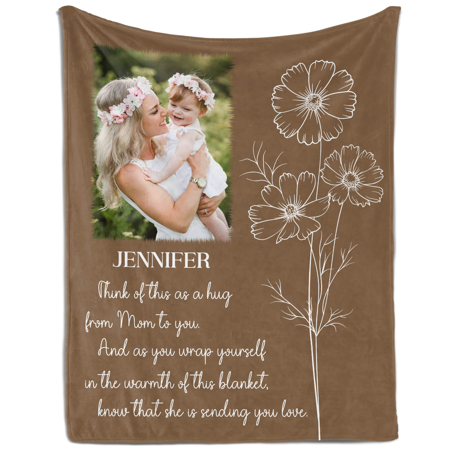 Think Of This  As A Hug From Mom To You - Personalized Memorial gift For Loss Of Mother, For Mom In Heaven - Custom Blanket - MyMindfulGifts