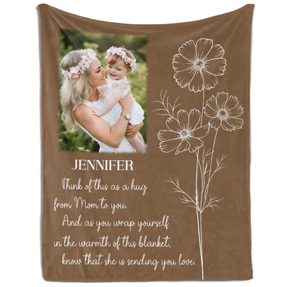 Think Of This  As A Hug From Mom To You - Personalized Memorial gift For Loss Of Mother, For Mom In Heaven - Custom Blanket - MyMindfulGifts