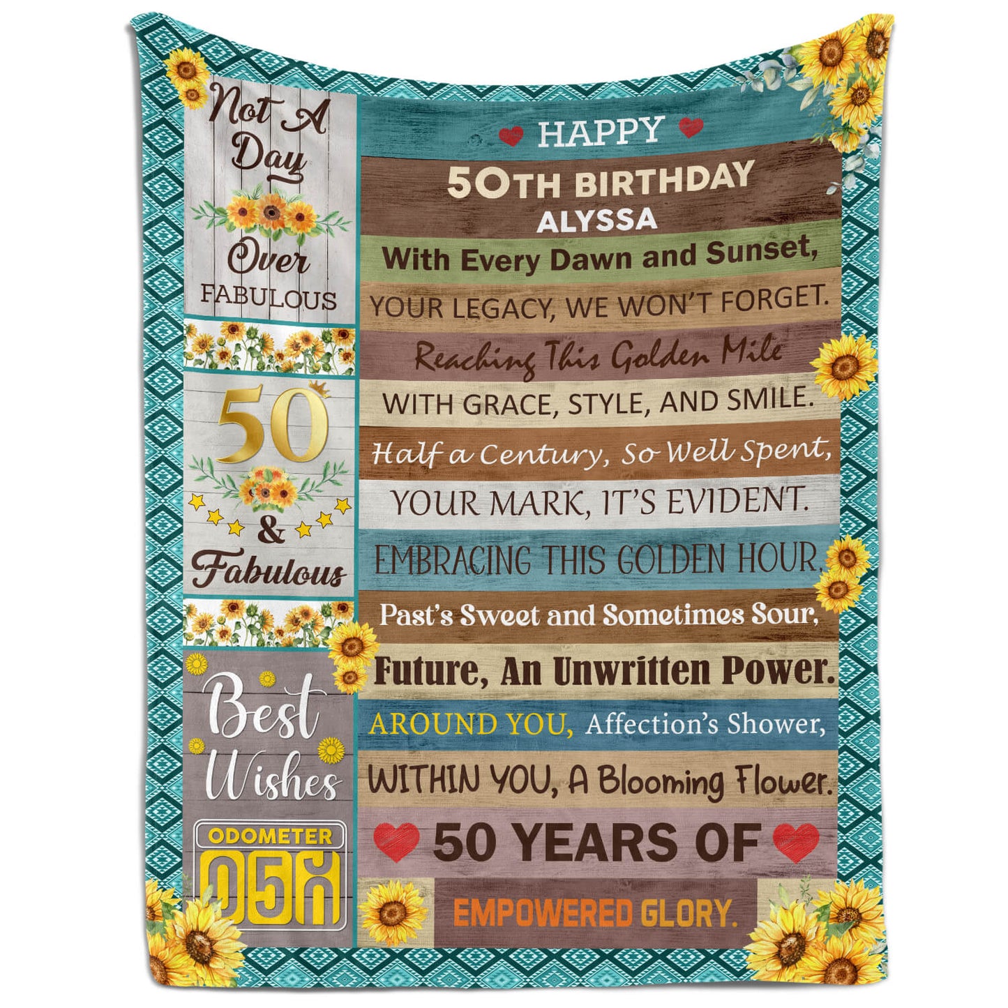 Happy 50th Birthday - Personalized 50th Birthday gift For 50 Year Old Women - Custom Blanket - MyMindfulGifts