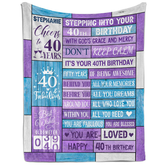 Stepping Into Your 50th Birthday - Personalized 50th Birthday gift For 50 Year Old - Custom Blanket - MyMindfulGifts