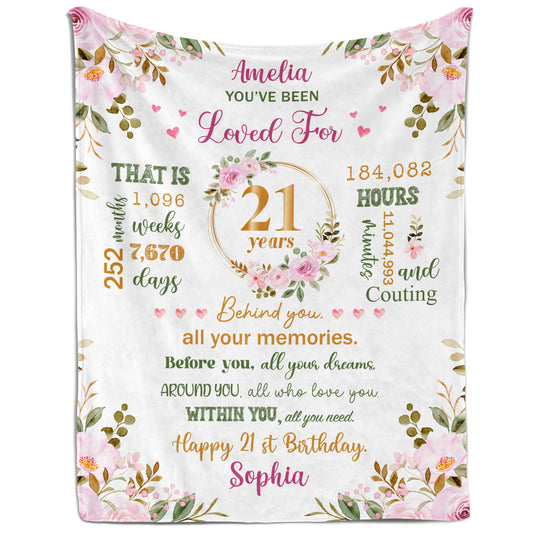 You Have Been Loved For 21 Years - Personalized 21st Birthday gift For 21 Year Old Girl - Custom Blanket - MyMindfulGifts