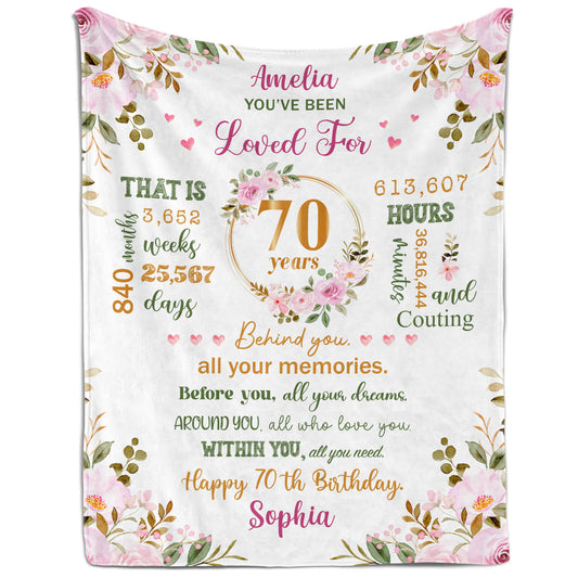 You Have Been Loved For 70 Years - Personalized 70th Birthday gift For 70 Year Old Wormen - Custom Blanket - MyMindfulGifts