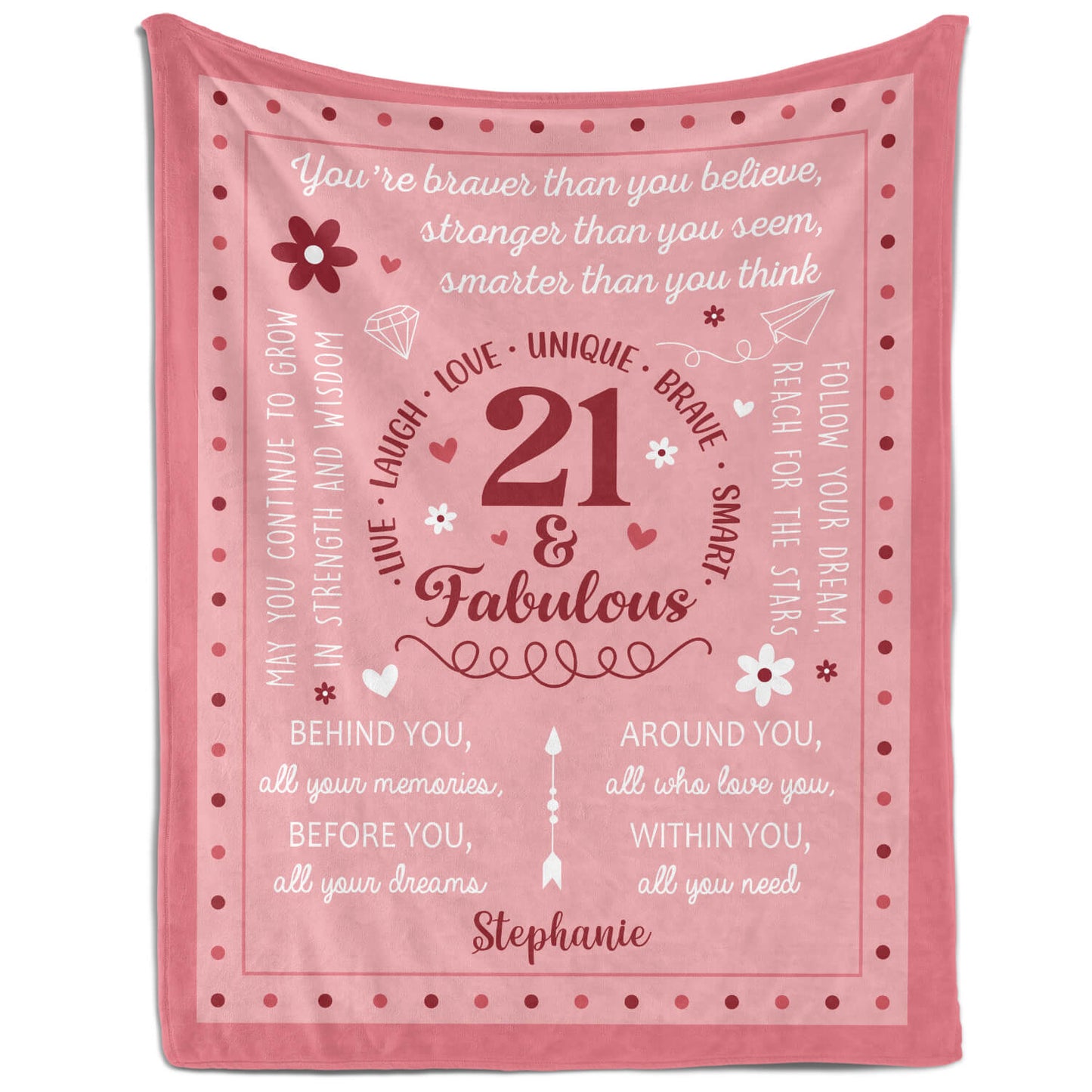 21 & Fabulous - Personalized 21st Birthday gift For 21 Year Old Girl - Custom Blanket - MyMindfulGifts