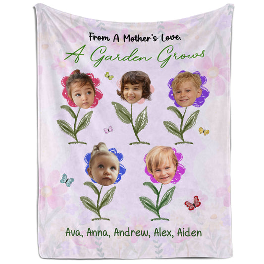 From A Mother's Love, A Garden Grows - Personalized  gift For Mom - Custom Blanket - MyMindfulGifts