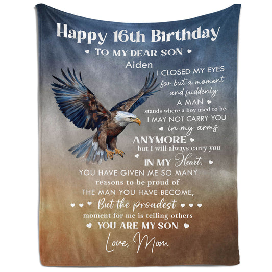 Happy 16th Birthday - Personalized 16th Birthday gift For Son - Custom Blanket - MyMindfulGifts