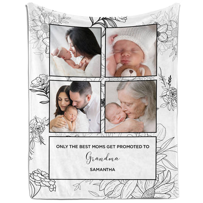 Only The Best Moms Get Promoted To Grandma - Personalized  gift For Grandma - Custom Blanket - MyMindfulGifts