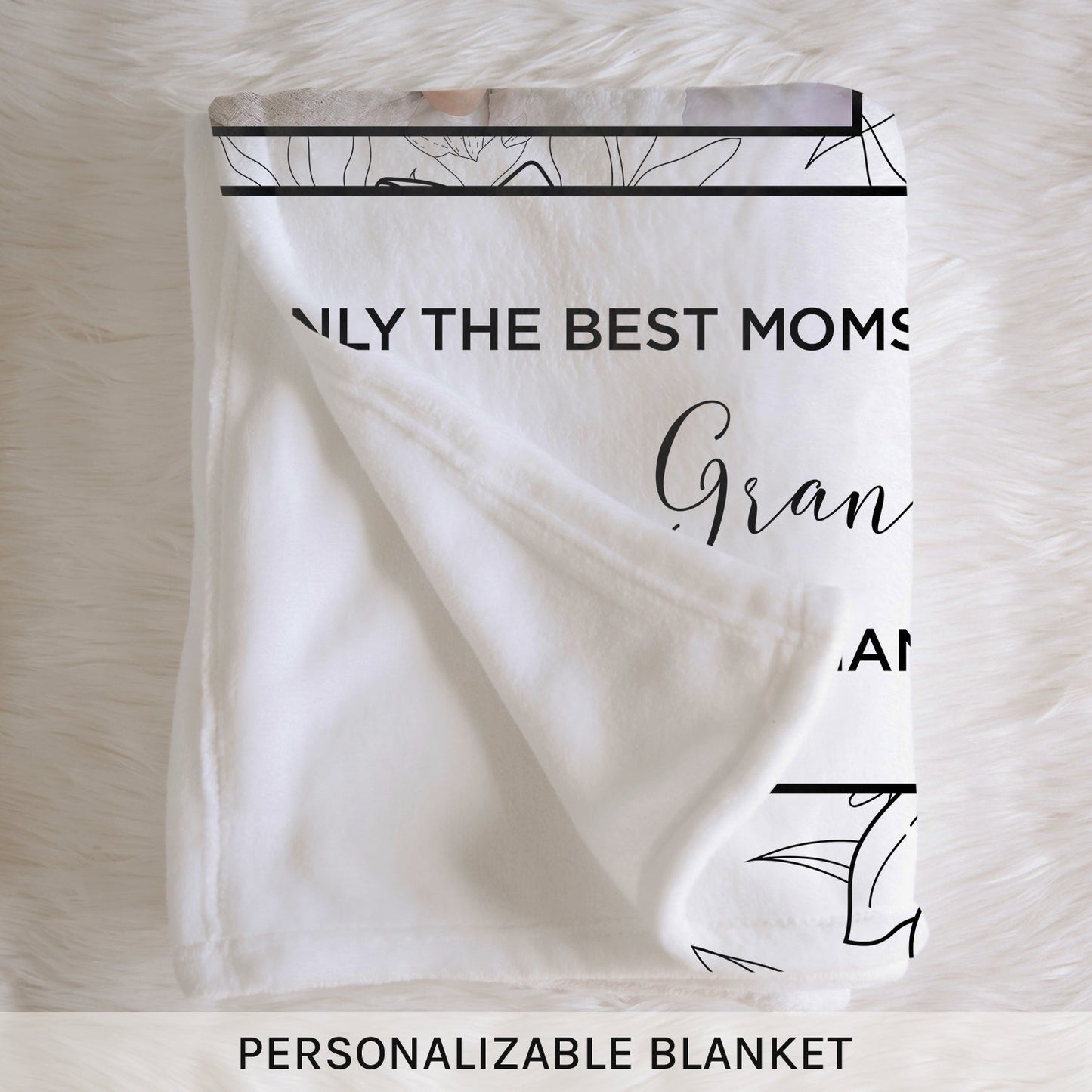 Only The Best Moms Get Promoted To Grandma - Personalized  gift For Grandma - Custom Blanket - MyMindfulGifts