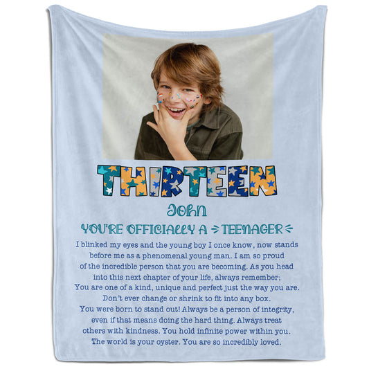 You're Officially A Teenager - Personalized  gift For 13 Year Old - Custom Blanket - MyMindfulGifts