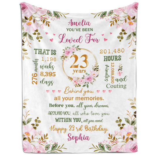 You've Been Loved For 23 Years - Personalized 23rd Birthday gift For 23 Year Old Girl - Custom Blanket - MyMindfulGifts