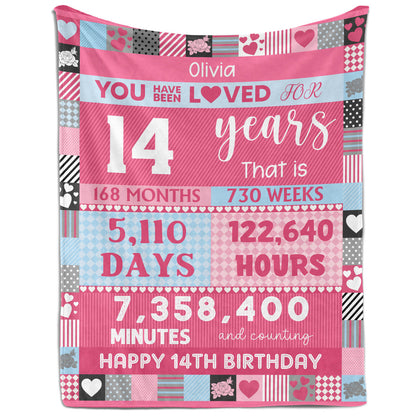 You Have Been Loved For 14 Years - Personalized 14th Birthday gift For 14 Year Old Girl - Custom Blanket - MyMindfulGifts