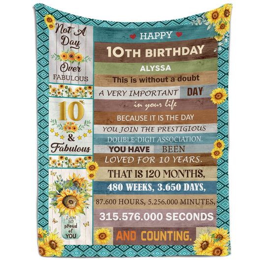 Join The Prestigious Double Digit Association - Personalized 10th Birthday gift For Daughter - Custom Blanket - MyMindfulGifts