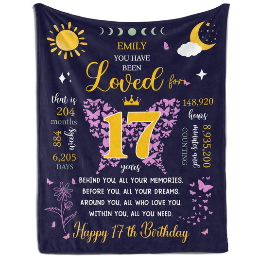 You Have Been Loved For 17 Years - Personalized 17th Birthday gift For 17 Year Old - Custom Blanket - MyMindfulGifts