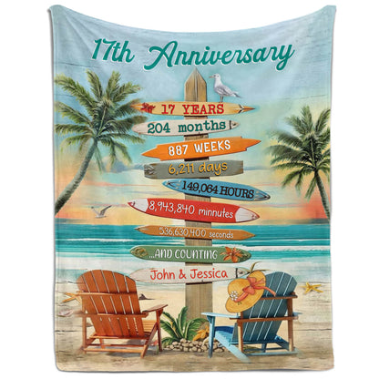 17 Years - Personalized 17 Year Anniversary gift For Husband or Wife - Custom Blanket - MyMindfulGifts