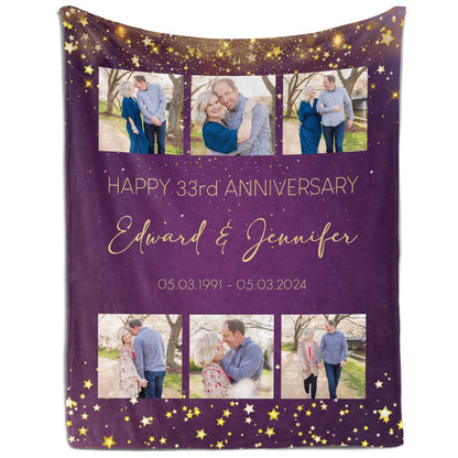 Happy 33rd Anniversary - Personalized 33 Year Anniversary gift For Parents - Custom Blanket - MyMindfulGifts