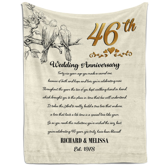 46th Wedding Anniversary - Personalized 46 Year Anniversary gift For Parents - Custom Blanket - MyMindfulGifts