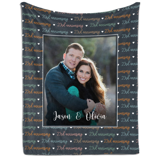 23rd Anniversary - Personalized 23 Year Anniversary gift For Parents, Husband or Wife - Custom Blanket - MyMindfulGifts