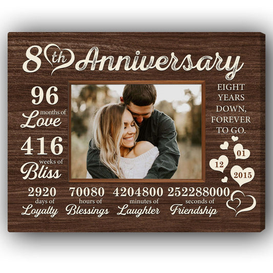 96 Months Of Love - Personalized 8 Year Anniversary Wedding Gift For Him For Her - Custom Couple Canvas Print - Mymindfulgifts
