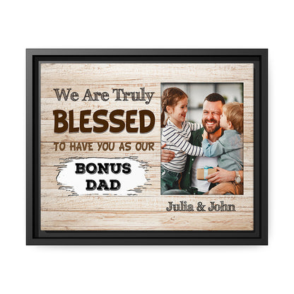 As Our bonus Dad - Personalized Father's Day or Birthday gift for Step Dad or for Father-in-law - Custom Canvas Print - MyMindfulGifts