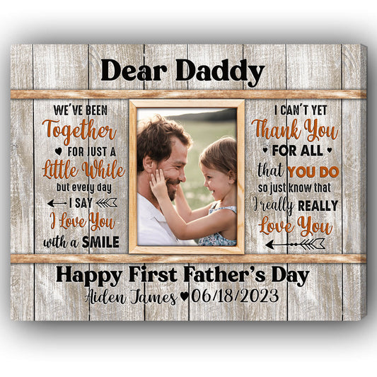 Dear Daddy - Personalized Father's Day gift for New Dad, for Dad to be - Custom Canvas Print - MyMindfulGifts