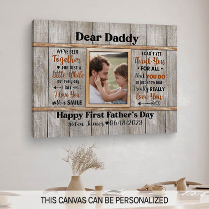 Dear Daddy - Personalized Father's Day gift for New Dad, for Dad to be - Custom Canvas Print - MyMindfulGifts