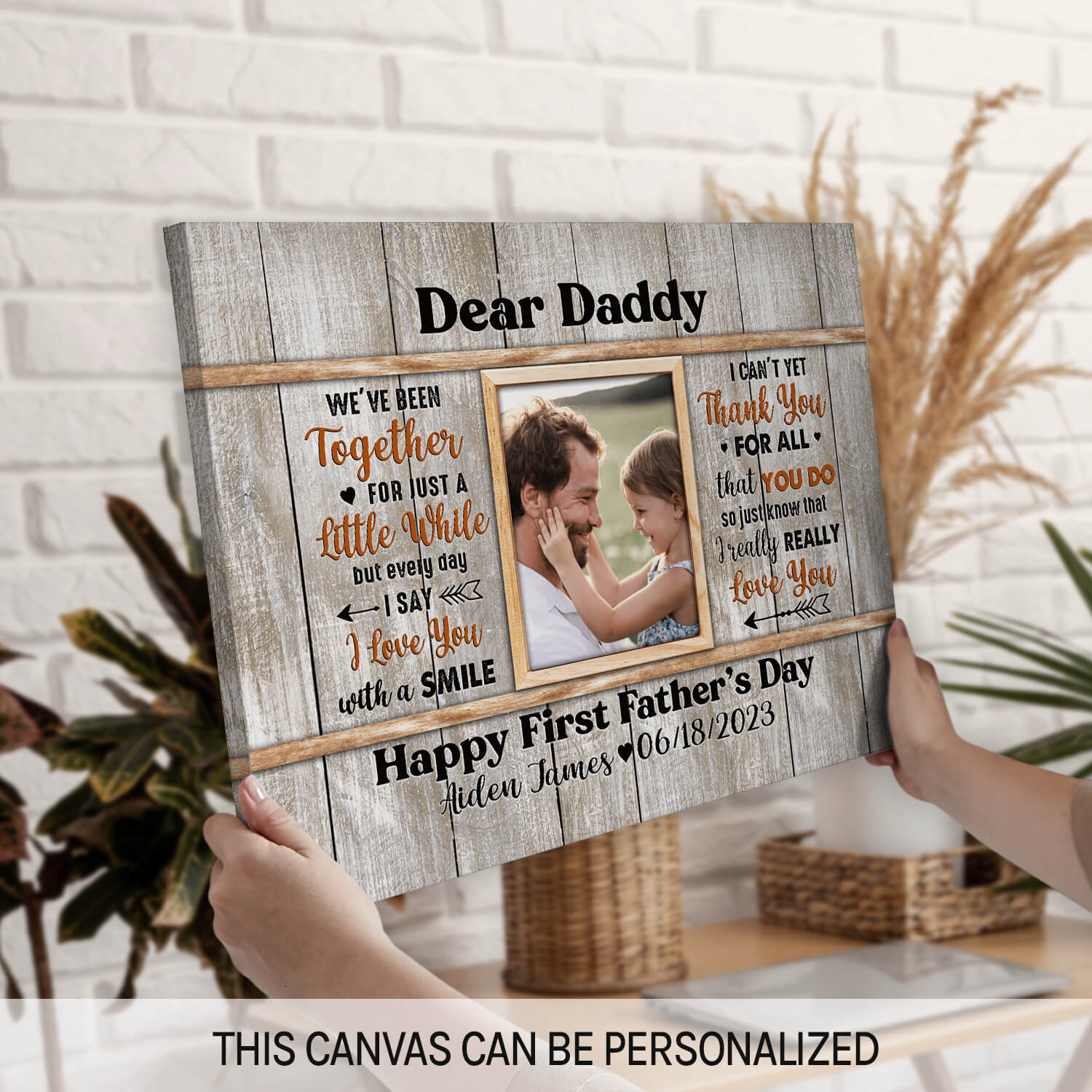 Dear Daddy - Personalized Father's Day gift for New Dad, for Dad to be - Custom Canvas Print - MyMindfulGifts