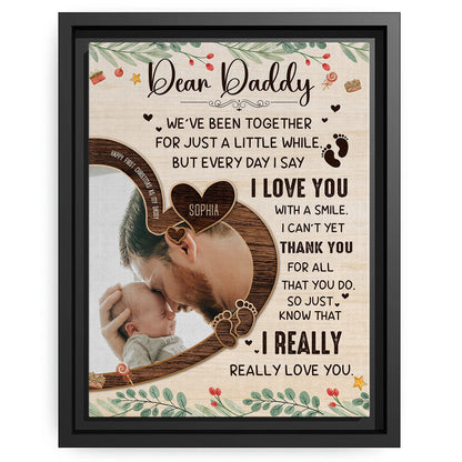 Dear Daddy - Personalized First Christmas gift For New Dad - Custom Canvas Print - MyMindfulGifts